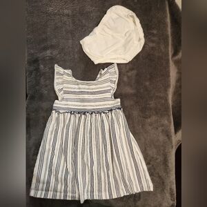 Carter's White and Navy Striped Toddler Sundress with Bloomers